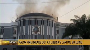 Liberia's parliament building catches fire as protests enter a second day